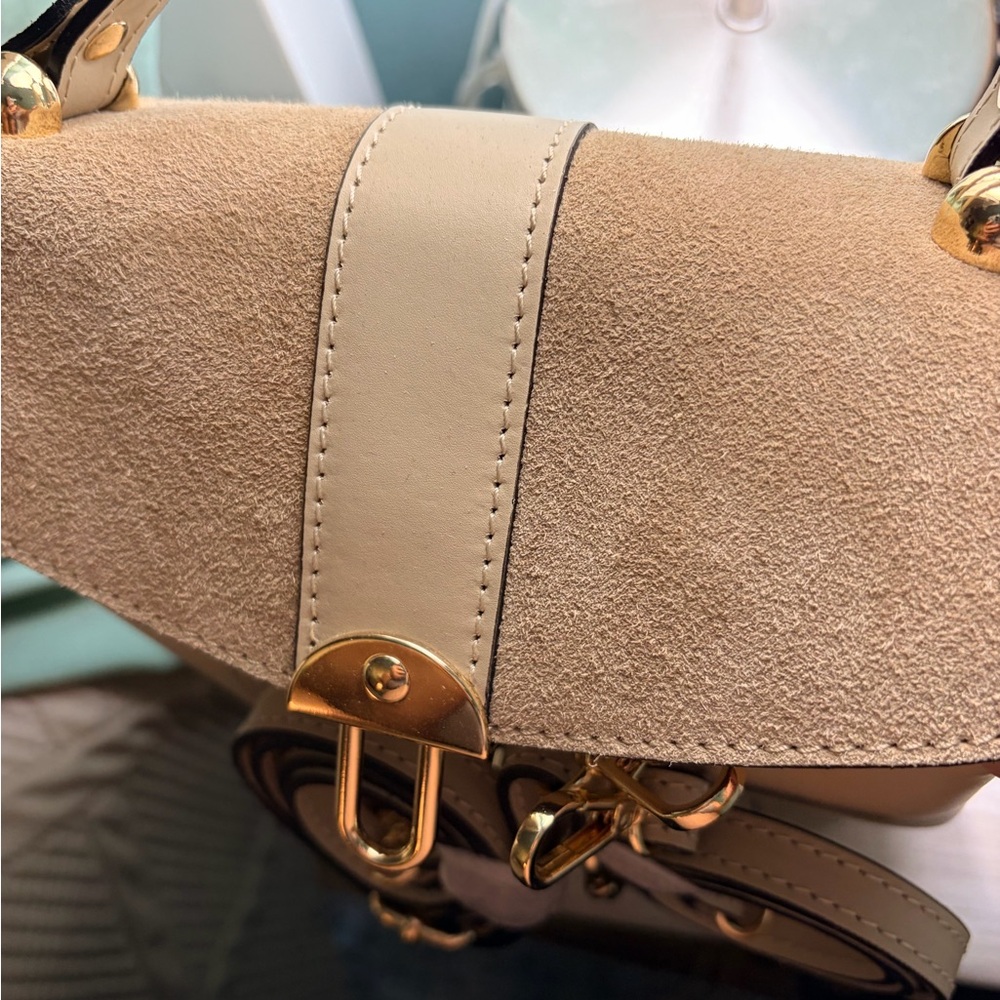 Viola Castellani genuine leather and suede convertible backpack in an ivory - Picture 6 of 9